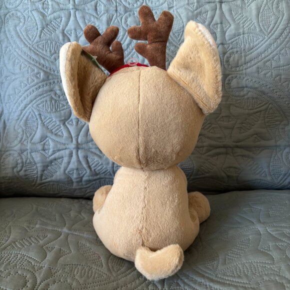 NWT Hallmark Christmas Singing 13" Chihuahua Puppy Dog Plush Musical Reindeer - Picture 3 of 7
